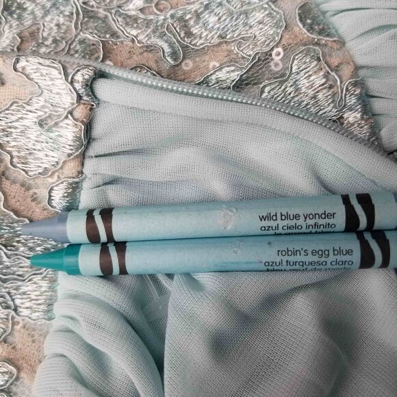 Formal Strapless Lace Sparkle Sequin Baby Blue Long Chiffon Gown Maxi Dress NEW! - Picture 10 of 13